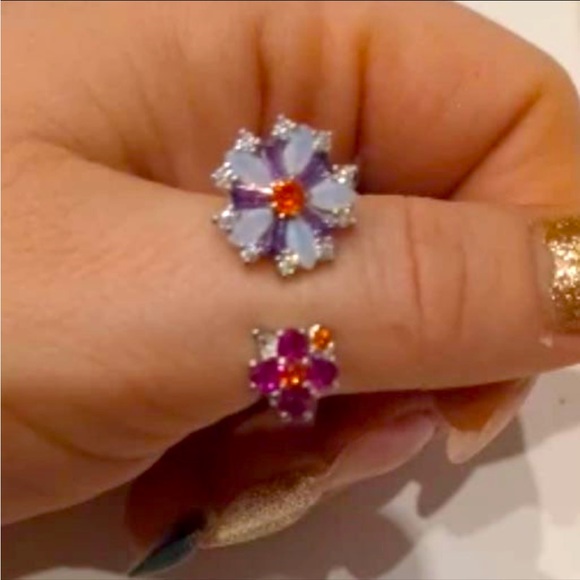 S925 unique designer multi-gems open end ring - Picture 4 of 12